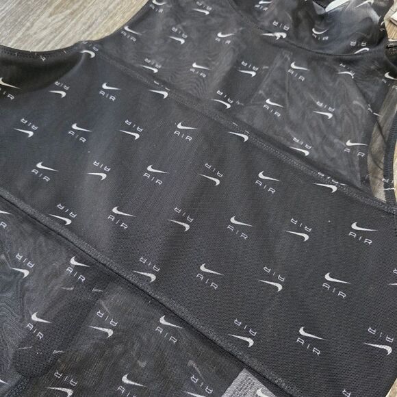 Nike Air Mock Neck All-Over Print Bodysuit Black Mesh Women’s Size M DV8243-010 - Picture 4 of 16